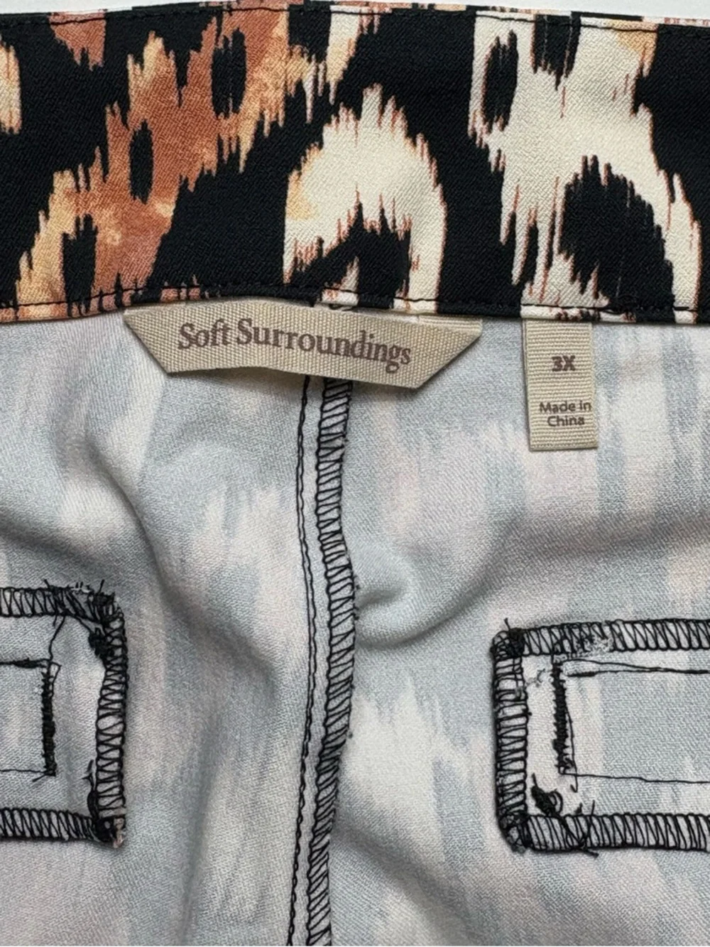 Soft Surroundings Superla Slim Leg Ankle Pants Size 3X Animal Ikat Print $100 - Picture 9 of 10